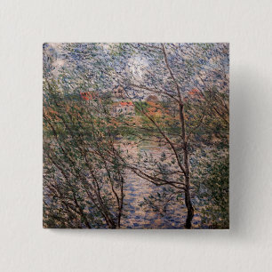 Claude Monet - Lente door de takken Vierkante Button 5,1 Cm