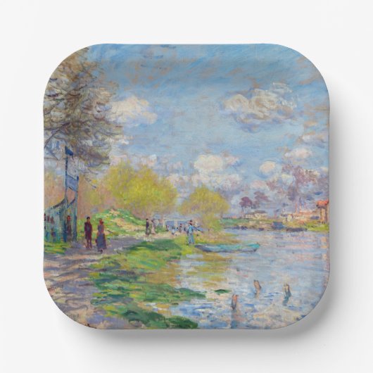 Claude Monet - Lente van de Seine Papieren Bordje (Voorkant)