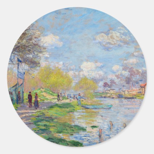 Claude Monet - Lente van de Seine Ronde Sticker (Voorkant)