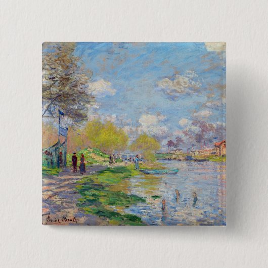 Claude Monet - Lente van de Seine Vierkante Button 5,1 Cm (Voorkant)