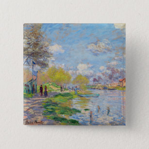 Claude Monet - Lente van de Seine Vierkante Button 5,1 Cm
