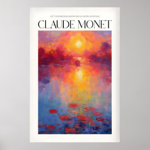 Claude Monet Levendig Zonsondergang Waterlelies Ku Poster