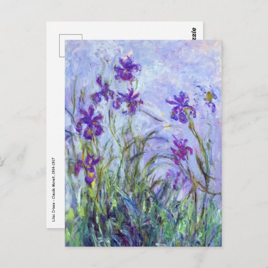 Claude Monet - Lila Irises / Iris Mauves Briefkaart (Voorkant / Achterkant)