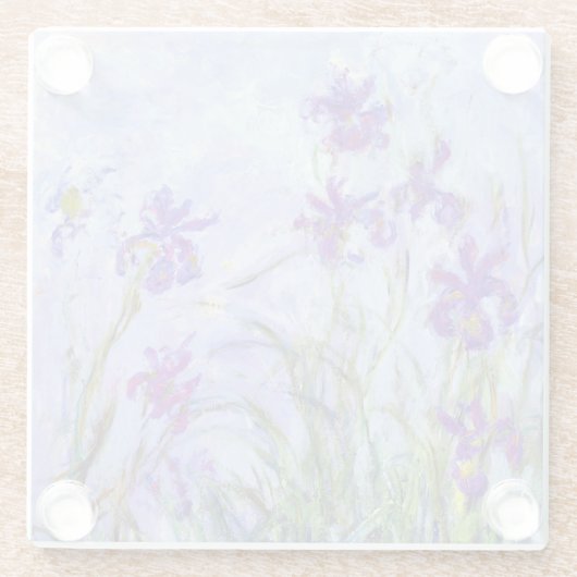 Claude Monet - Lila Irises / Iris Mauves Glazen Onderzetter (Achterkant)