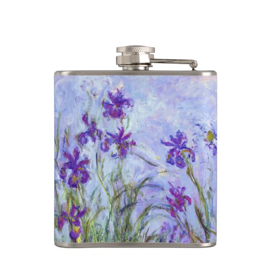 Claude Monet - Lila Irises / Iris Mauves Heupfles (Achterkant)