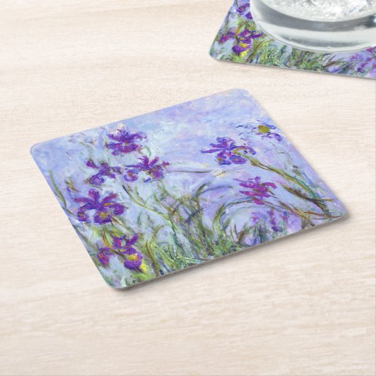 Claude Monet - Lila Irises / Iris Mauves Kartonnen Onderzetters (Schuin)