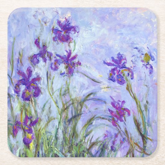 Claude Monet - Lila Irises / Iris Mauves Kartonnen Onderzetters (Voorkant)