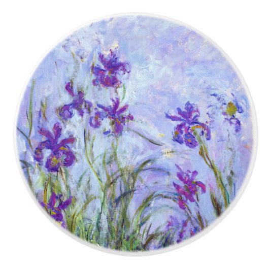 Claude Monet - Lila Irises / Iris Mauves Keramische Knop (Voorkant)