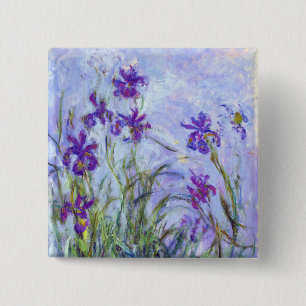 Claude Monet - Lila Irises / Iris Mauves Vierkante Button 5,1 Cm