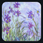Claude Monet - Lila Irises / Iris Mauves Vierkante Sticker<br><div class="desc">Lila Irises / Iris Mauves - Claude Monet,  1914-1917</div>