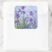 Claude Monet - Lila Irises / Iris Mauves Vierkante Sticker (Tas)