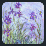 Claude Monet - Lila Irises / Iris Mauves Vierkante Sticker<br><div class="desc">Lila Irises / Iris Mauves - Claude Monet,  1914-1917</div>