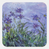 Claude Monet Lila Irises Vierkante Sticker (Voorkant)