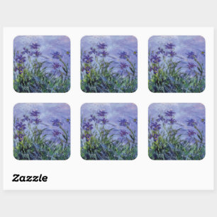 Claude Monet Lila Irises Vierkante Sticker