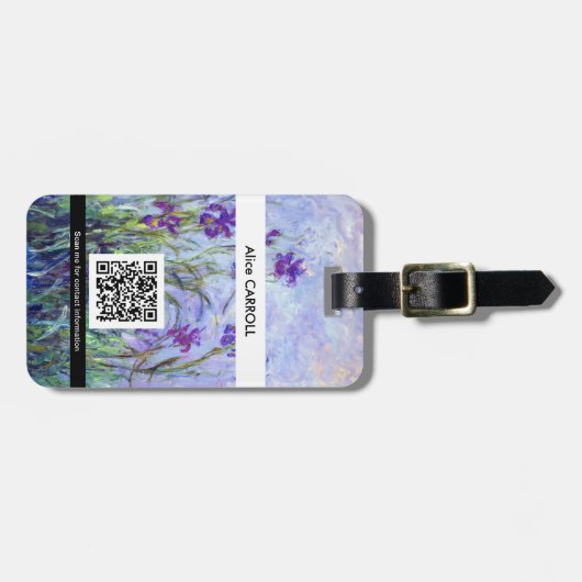 Claude Monet - Lila IRISICO's - QR-code Bagagelabel (Voorkant horizontaal)