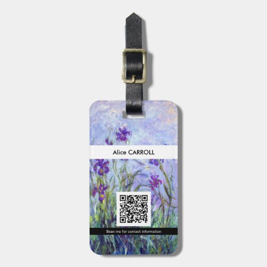 Claude Monet - Lila IRISICO's - QR-code Bagagelabel (Voorkant verticaal)