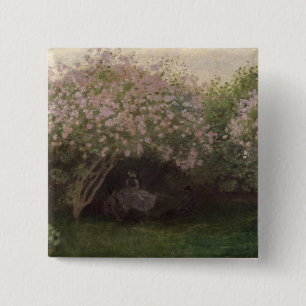 Claude Monet Lilacs, Grey Weather, 1872 Vierkante Button 5,1 Cm