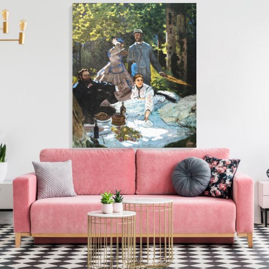 Claude Monet - Luncheon op het gras, rechterpaneel Canvas Afdruk (Insitu (Woonkamer))