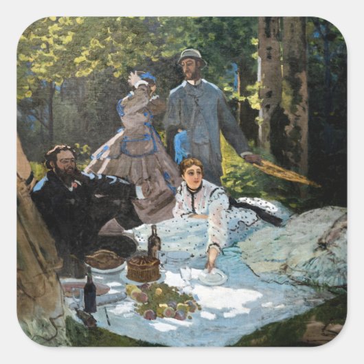Claude Monet - Luncheon op het gras, rechterpaneel Vierkante Sticker (Voorkant)