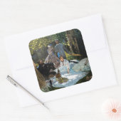 Claude Monet - Luncheon op het gras, rechterpaneel Vierkante Sticker (Envelop)