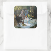 Claude Monet - Luncheon op het gras, rechterpaneel Vierkante Sticker (Tas)