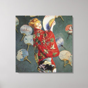 Claude Monet-Madame Monet die een Kimono leidt Canvas Afdruk