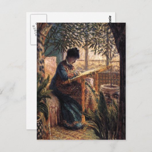 Claude Monet Madame Monet Embroidering Briefkaart (Voorkant / Achterkant)