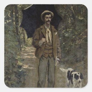 Claude Monet Man met een Umbrella, c.1868-69 Vierkante Sticker
