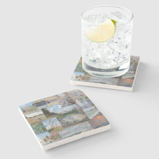 Claude Monet - Masterstuks Patchwork Stenen Onderzetter (Zijkant)