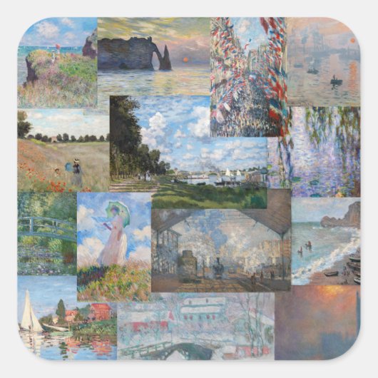 Claude Monet - Masterstuks Patchwork Vierkante Sticker (Voorkant)