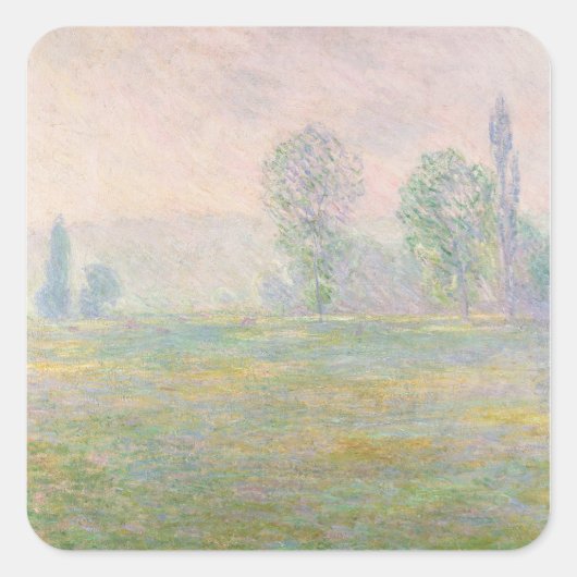 Claude Monet | Meadows in Giverny, 1888 Vierkante Sticker (Voorkant)