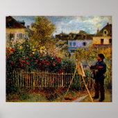 Claude Monet - Monet schilderij in zijn tuin Poster (Voorkant)