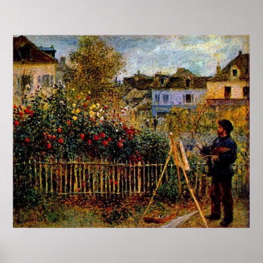 Claude Monet - Monet schilderij in zijn tuin Poster (Voorkant)