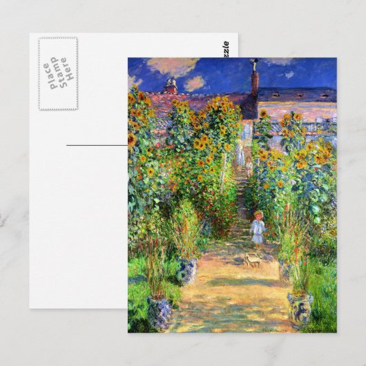 Claude Monet Monet's tuin in Vétheuil Briefkaart (Voorkant / Achterkant)