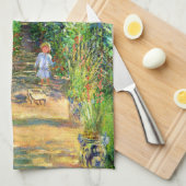 Claude Monet Monet's tuin in Vétheuil Theedoek (Quarter Fold)