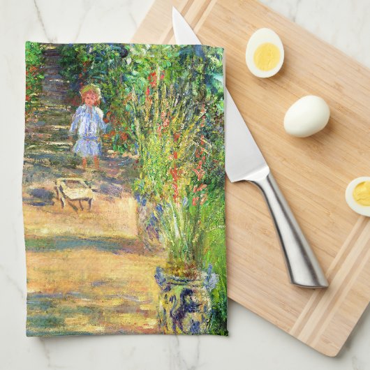 Claude Monet Monet's tuin in Vétheuil Theedoek (Quarter Fold)