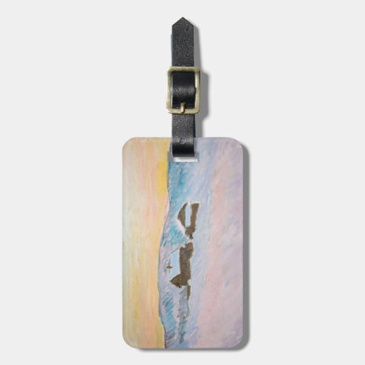 Claude Monet - Noorwegen Landscape, Blue Houses Bagagelabel (Voorkant verticaal)