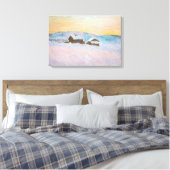 Claude Monet - Noorwegen Landscape, Blue Houses Canvas Afdruk (Insitu (Slaapkamer))