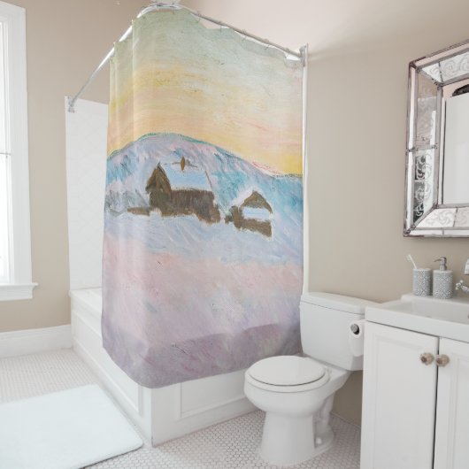 Claude Monet - Noorwegen Landscape, Blue Houses Douchegordijn (In situ)