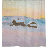 Claude Monet - Noorwegen Landscape, Blue Houses Douchegordijn (Voorkant)