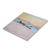 Claude Monet - Noorwegen Landscape, Blue Houses Tegeltje (Zijkant)