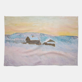Claude Monet - Noorwegen Landscape, Blue Houses Theedoek