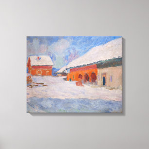 Claude Monet - Noorwegen, Rode huizen bij Bjornega Canvas Afdruk