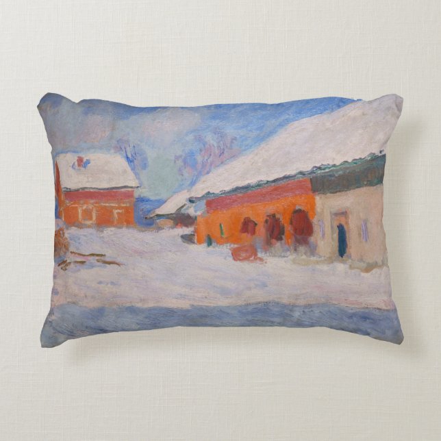 Claude Monet - Noorwegen, Rode Huizen in Bjornegaa Accent Kussen (Voorkant)