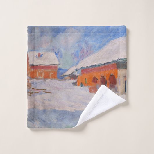 Claude Monet - Noorwegen, Rode Huizen in Bjornegaa Bad Handdoek (Wasdoekje)