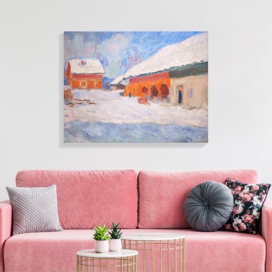 Claude Monet - Noorwegen, Rode Huizen in Bjornegaa Canvas Afdruk (Insitu (Woonkamer))