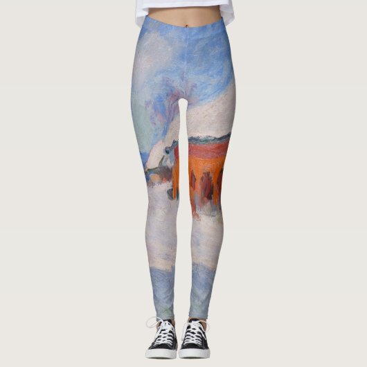 Claude Monet - Noorwegen, Rode Huizen in Bjornegaa Leggings (Voorkant)