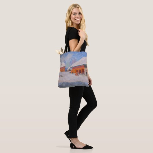 Claude Monet - Noorwegen, Rode Huizen in Bjornegaa Tote Bag (Op model)