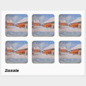 Claude Monet - Noorwegen, Rode Huizen in Bjornegaa Vierkante Sticker (Vel)