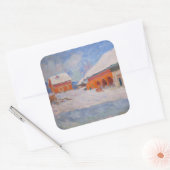 Claude Monet - Noorwegen, Rode Huizen in Bjornegaa Vierkante Sticker (Envelop)